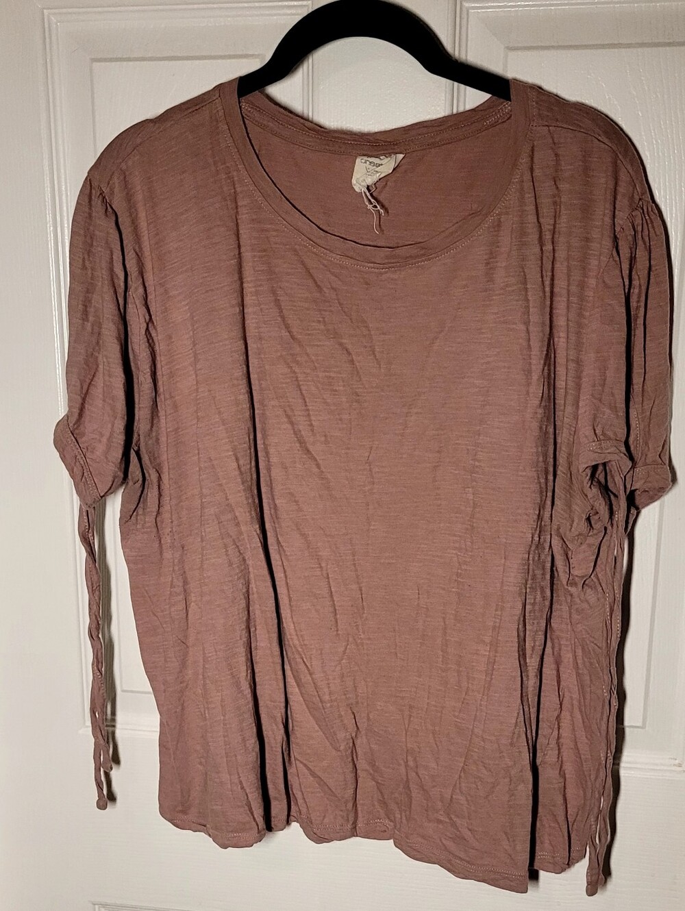 Women's Mauve Short-Sleeve Tie-Detail Top